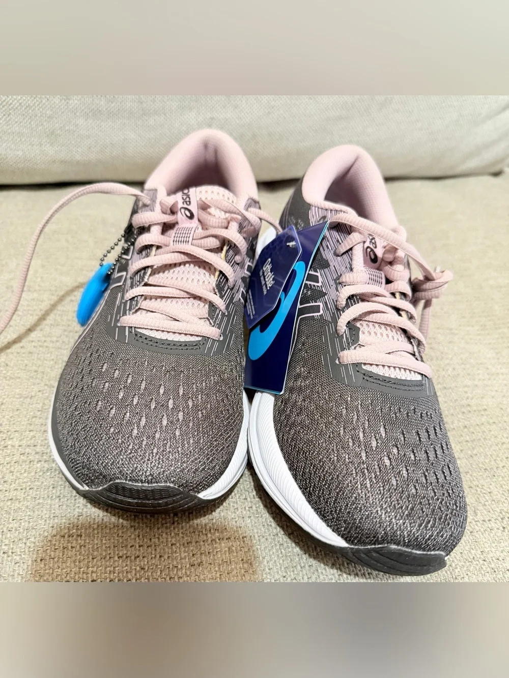 Asics Women's Pink and Gray Athletic Running Sneakers
